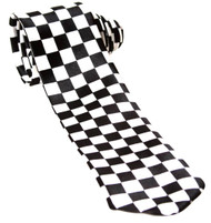Black and White Checkered Trendy 3 inch wide Necktie