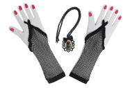 Gravity Memento Mori Costume Kit, Fishnet Gloves And Skull Pendant