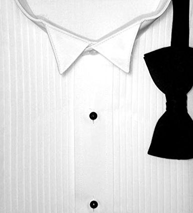 Tuxedo Dress Shirt w/ Bow Tie 40 % poly 60% Cotton 1/8" Pleat Large 3435