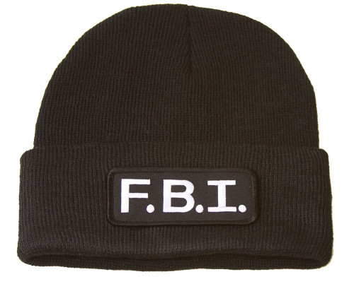 Delux Military 3D Embroidery Law Enforcement CUFF Beanie FBI Tab Patch, Black