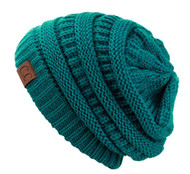 Trendy Warm CC Chunky Soft Stretch Cable Knit Soft Beanie Skully, Teal