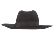 Wool Felt Fedora Hat with Gross Grain Ribbon Band - Black