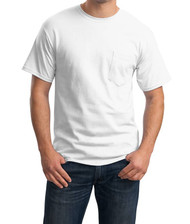 Hanes TAGLESS 6.1 Short Sleeve Tee With Pocket, White S