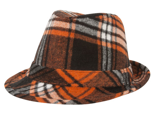 Orange Plaid Trilby Fedora Hat