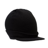 Beanie Hat with Bill Knit Cap - Black