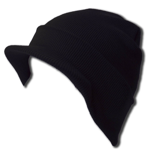 TopHeadwear Black Cuff Beanie Visor  Cap
