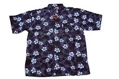 Hawaiian Dagacci Lei Print Short Sleeve Button Down T Shirt