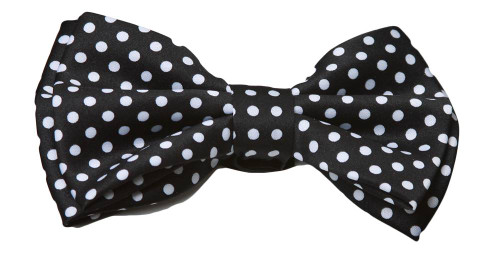 Pre-tied Bowtie - Med. White Polka Dots - Gravity Trading