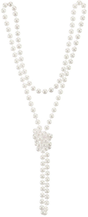 Winter White Plastic Pearl Beads Costume Necklace