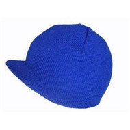 NEW CUFFLESS ROYAL BLUE HOT Beanie Visor Skull Cap HAT