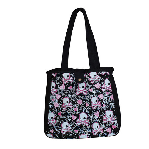 CANVAS TOTE BAG SKULL HEART STAR
