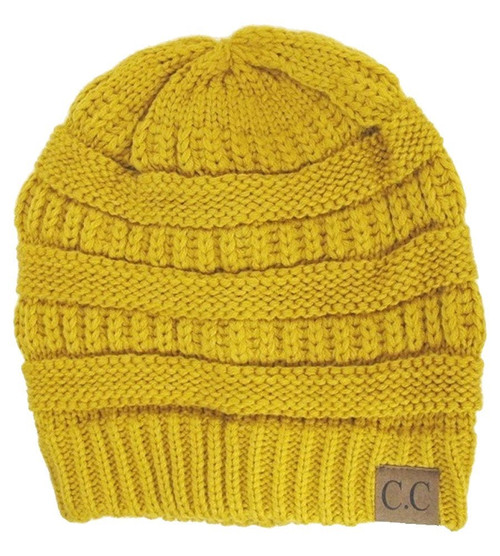 C.C Women's Thick Slouchy Knit Beanie Cap Hat, Mustard