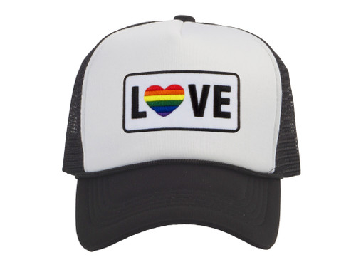 Gravity Trading LGBTQ+ Love Rainbow Heart Patch Trucker Hat