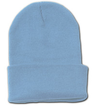 Blank Long Cuff Beanie - Sky Blue