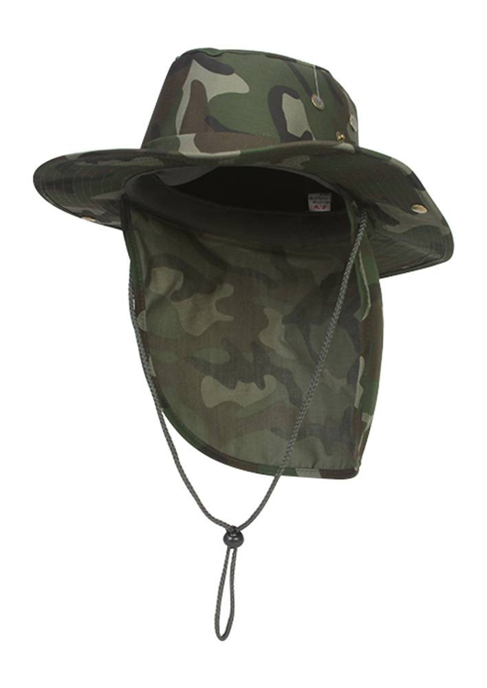 Top Headwear Safari Explorer Bucket Hat with Flap Neck Cover - Camoflauge, Large