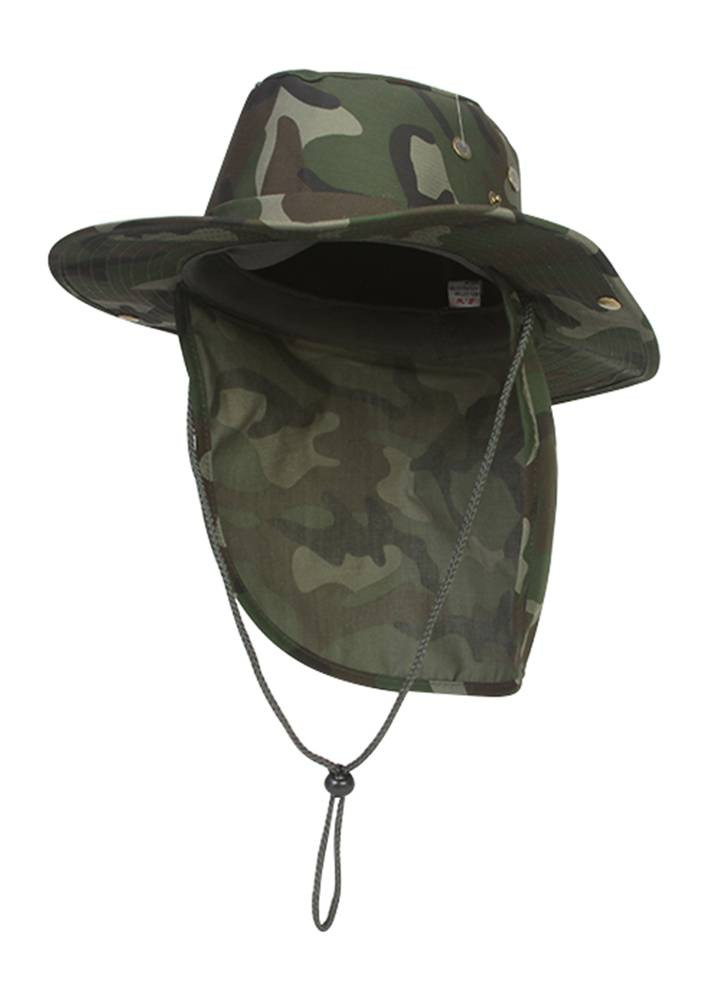 Top Headwear Safari Explorer Bucket Hat With Flap Neck Cover For Men