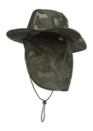 Top Headwear Safari Explorer Bucket Hat With Flap Neck Cover - Camoflauge