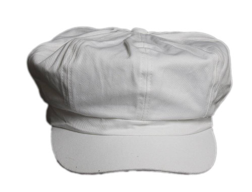 White Cotton Elastic Newsboy Caps - One size fits most