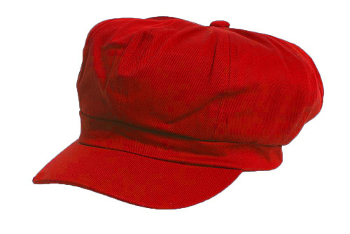 Cotton Elastic Newsboy Cap - Red