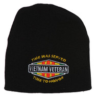 Vietnam Veteran "Time Was Served, Time to Honor" Black Short Beanie