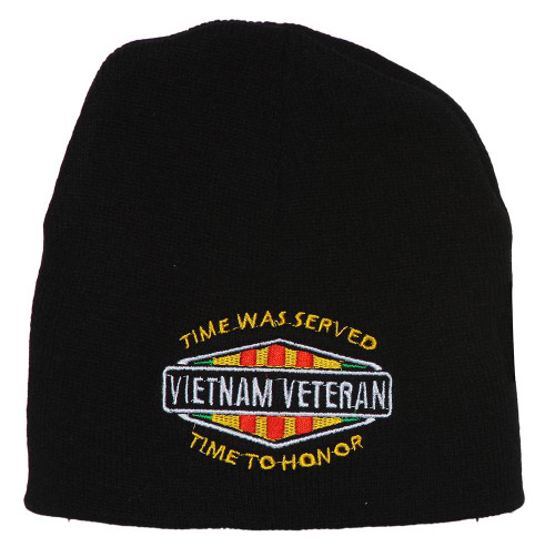 Vietnam Veteran "Time Was Served, Time to Honor" Black Short Beanie