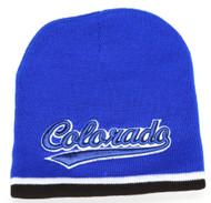 City Colorado Embroidered Royal Cuffless Knit Beanie