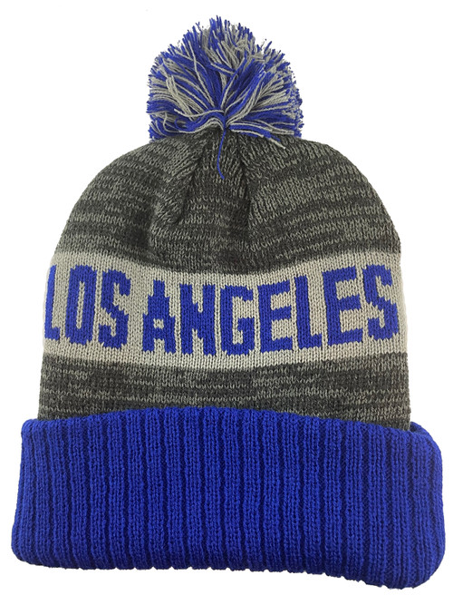 Top Headwear Los Angeles Winter Striped Beanie w/ Pom