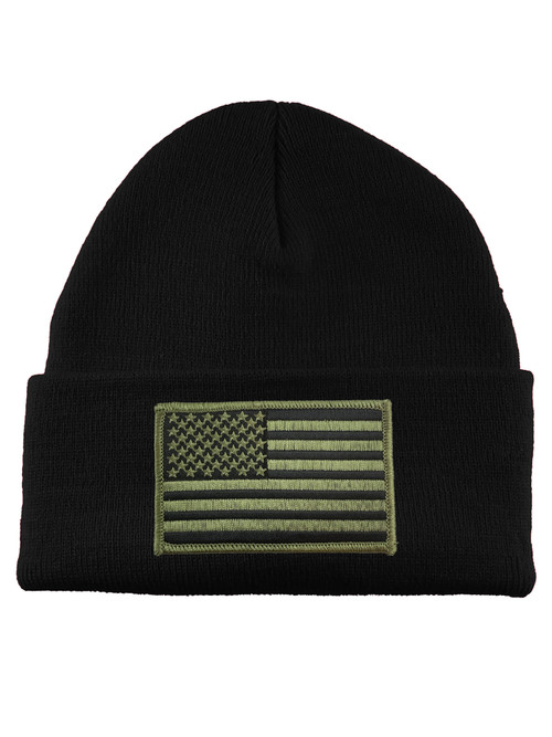 Gravity Threads USA Olive Flag Patch Cuffed Beanie