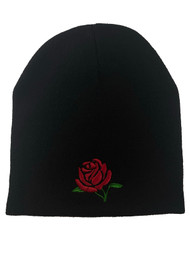 Gravity Threads Red Rose Embroidery Short Beanie