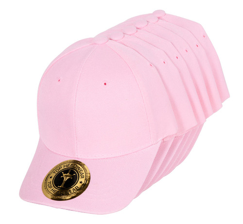 TopHeadwear Structured Adjustable Baseball Hat, Light Pink 6 pack