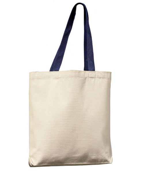 Liberty Bags Gusseted 10 Ounce Natural Tote Bag with Colored Handle