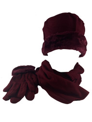 Top Headwear Women's Solid Fleece 3-Piece Winter Set - Cap, Scarf, Gloves
