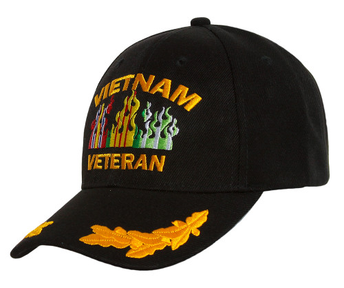 Vietnam Veteran Ribbon Flames Black Adjustable Cap