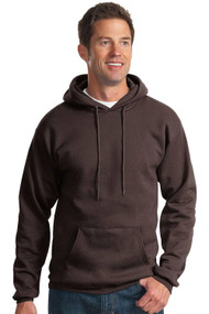 Port & Company Men's Pullover Pocket Hooded Sweatshirt, Chocolate Brown - Medium