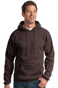 Port & Company Men's Pullover Pocket Hooded Sweatshirt, Chocolate Brown - Small