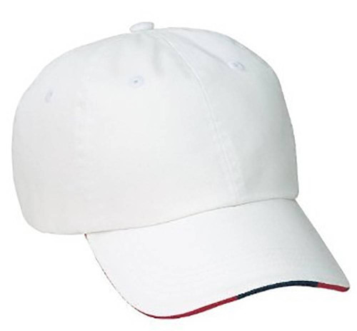 Sandwich Bill Cap With Striped Closure, Color: White/Cl Ny/Rd, Size: One Size