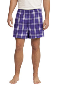 District - Young Mens Flannel Plaid Boxer - Purple - Small