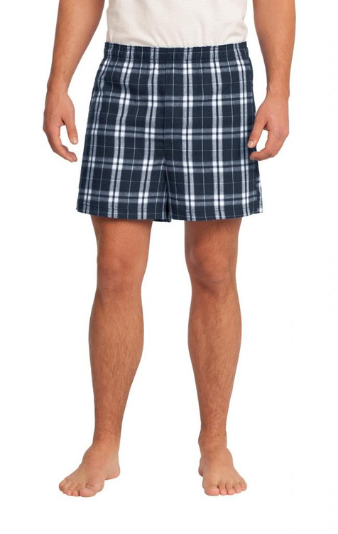 District - Young Mens Flannel Plaid Boxer - True Navy - Medium