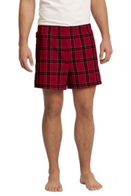 District - Young Mens Flannel Plaid Boxer - New Red - Small