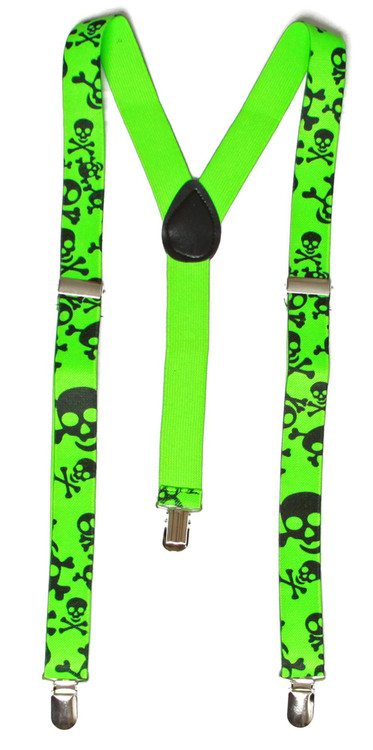 Giant Skull 3 Clip Stretchable Suspenders 2 pack