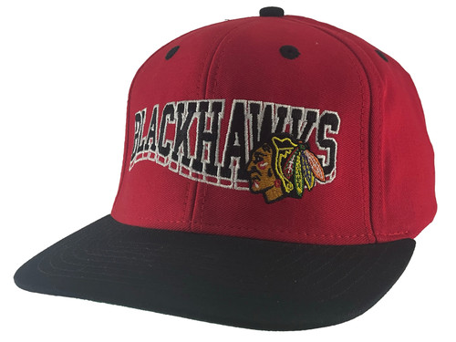 Vintage NHL Chicago Blackhawks Two Tone Red Black Snapback Hat