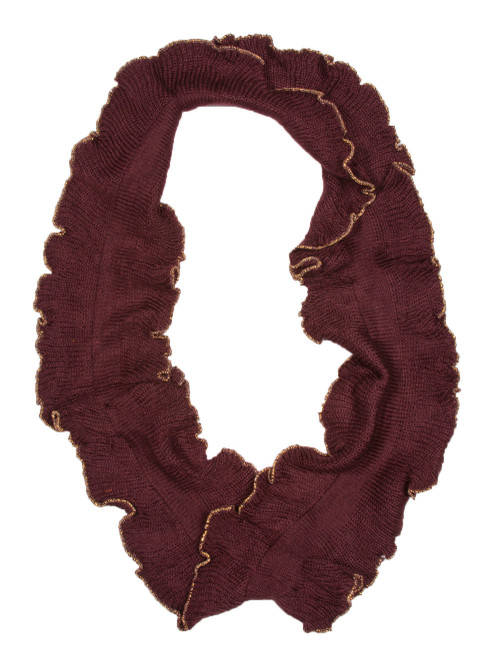 Womens Metalic Ruffled Trip Infinity Scarf