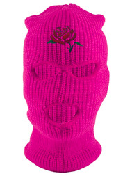 Gravity Threads Red Rose Embroidery 3-Hole Ski Mask