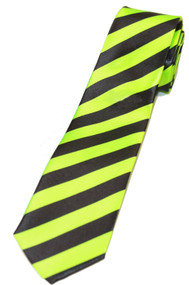 Trendy Skinny Tie - Diagnal Striped Green and Black