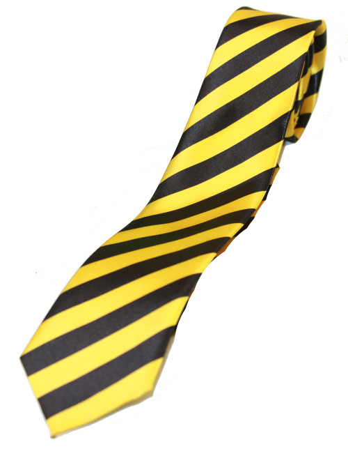 Trendy Skinny Tie - Striped Yellow and Black