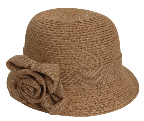 Womens Flower Ribbon Cloche Hat
