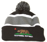 California Republic Winter Cuff Beanie w/ Pom - Black/Grey