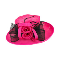 ChicHeadwear Rose Bow Mixed Sinamay Flax Sun Hat