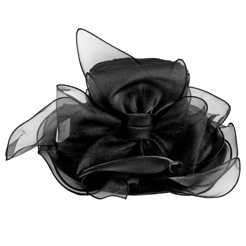 ChicHeadwear Medium Brim Organza Big Bow Sun Hat