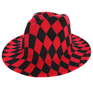 Top Headwear Fashion Checkered Wide Brim Felt Fedora Panama Hat